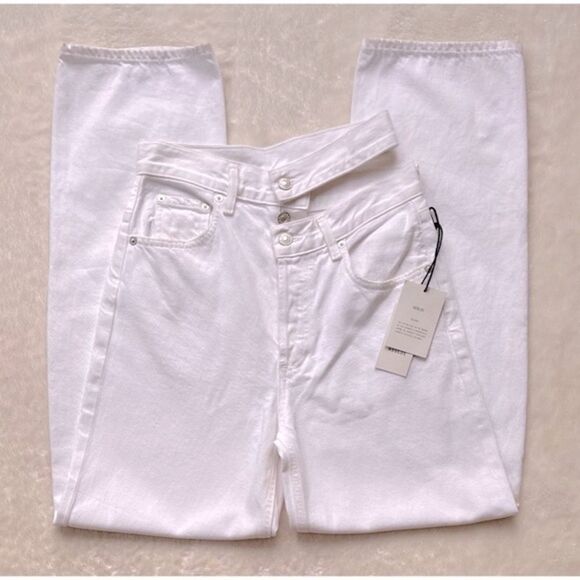 NWT AGOLDE Broken Waistband Ultra High Rise Straight Jean in Milkshake, Size 24 - Picture 12 of 16